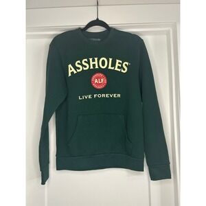 Assholes Live Forever ALF Crewneck Sweatshirt Green Small Edgy Streetwear Casual